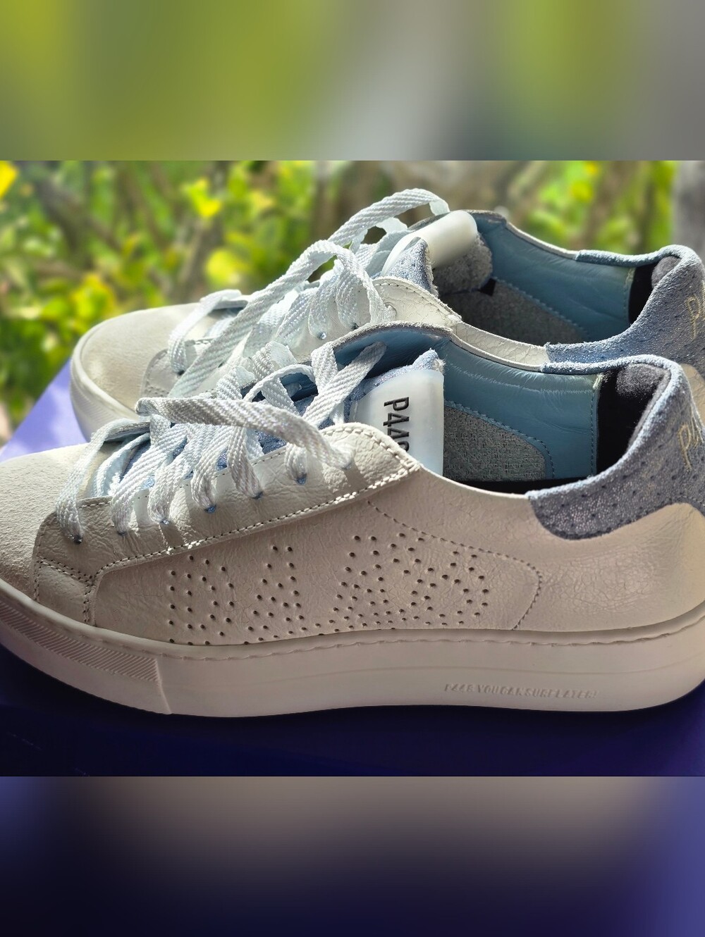 P488 Thea Women's Platform Sneakers Celeste/White 298 NEW size EU 37 U.S. 6.5 - Picture 3 of 10